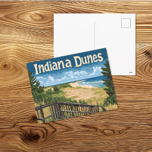 Vintage Indiana Dunes Travel Postcard