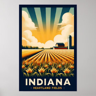 Vintage Indiana Farm Landscape Poster