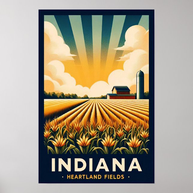 Vintage Indiana Farm Landscape Poster (Front)