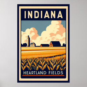 Vintage Indiana Farm Landscape Poster