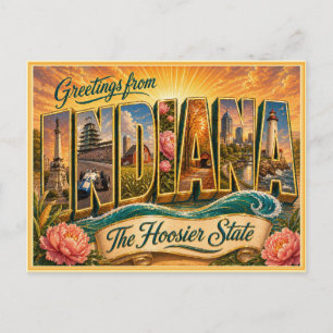 Vintage Indiana Greeting From Postcard