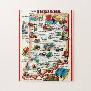 Vintage Indiana Illustrated Jigsaw Puzzle