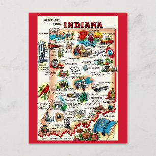 Vintage Indiana Illustrated Postcard
