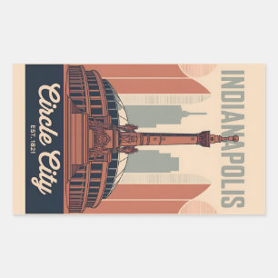 Vintage Indianapolis Indiana Retro Cityscape Art Rectangular Sticker
