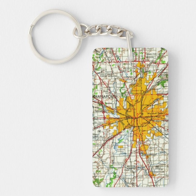 Vintage Indianapolis Map Key Ring (Front)