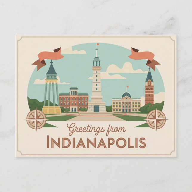 Vintage Indianapolis Postcard | Greetings from (Front)