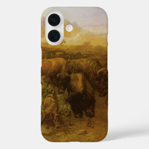 Vintage Indians, Buffalo Hunt by CM Russell iPhone 16 Case