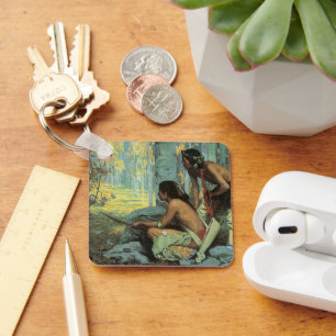 Vintage Indians, Taos Turkey Hunters by Couse Key Ring