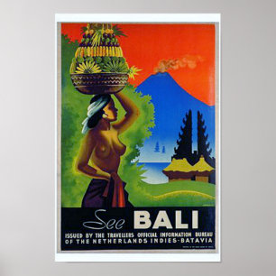 Vintage Indonesia Bali Travel Poster
