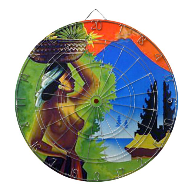Vintage Indonesia Bali Travel Poster Dartboard (Front)