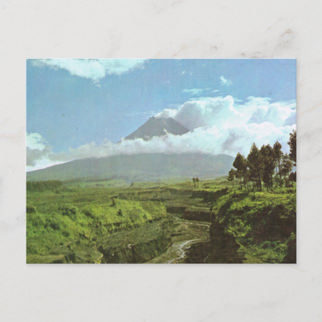 Vintage Indonesia, Merapi Volcano Postcard (Front)
