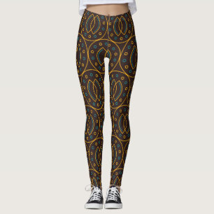 Vintage Indonesian batik, brown background. Leggings