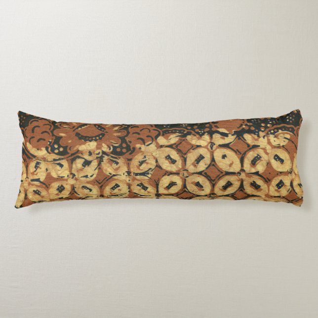 Vintage Indonesian Batik Kawung Pattern Rustic Body Cushion (Front)