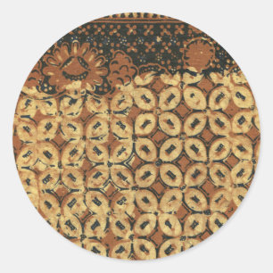 Vintage Indonesian Batik Kawung Pattern Rustic Classic Round Sticker