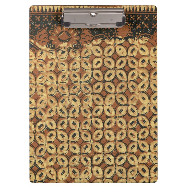 Vintage Indonesian Batik Kawung Pattern Rustic Clipboard (Front)