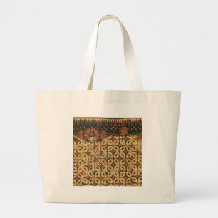 Vintage Indonesian Batik Kawung Pattern Rustic Large Tote Bag