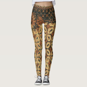 Vintage Indonesian Batik Kawung Pattern Rustic Leggings