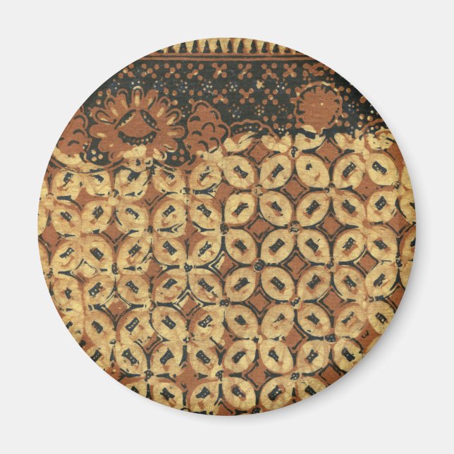 Vintage Indonesian Batik Kawung Pattern Rustic Magnet (Front)