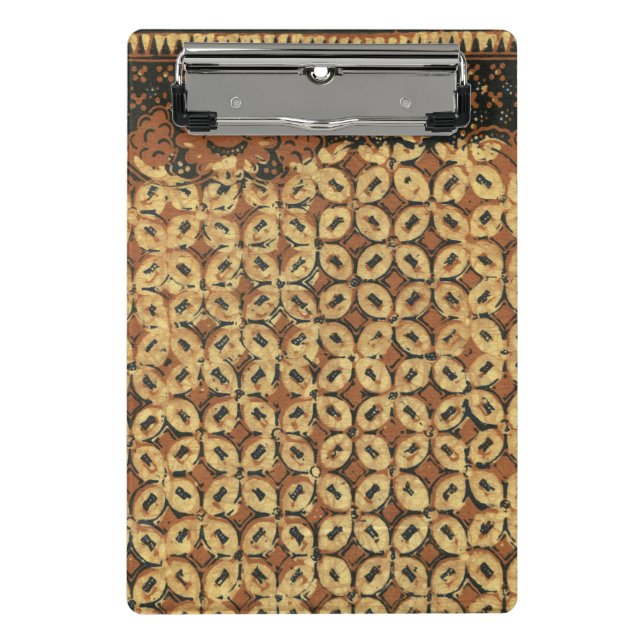 Vintage Indonesian Batik Kawung Pattern Rustic Mini Clipboard (Front)