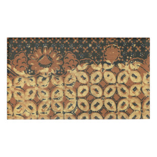 Vintage Indonesian Batik Kawung Pattern Rustic Name Tag