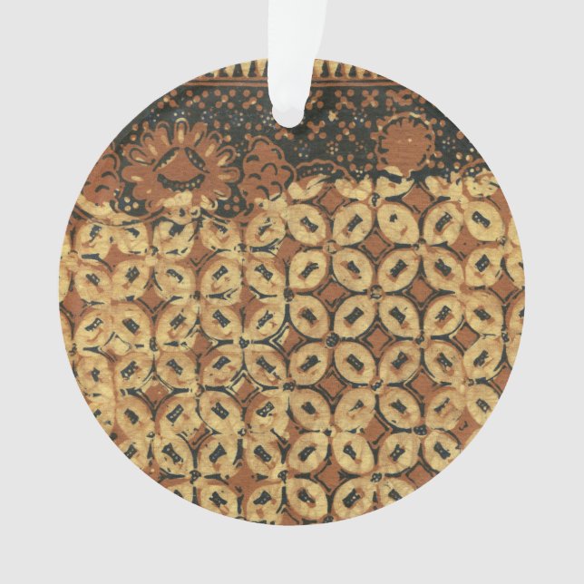 Vintage Indonesian Batik Kawung Pattern Rustic Ornament (Front)