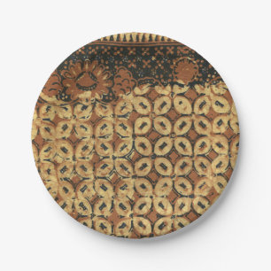 Vintage Indonesian Batik Kawung Pattern Rustic Paper Plate