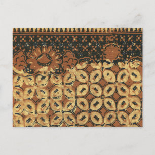 Vintage Indonesian Batik Kawung Pattern Rustic Postcard