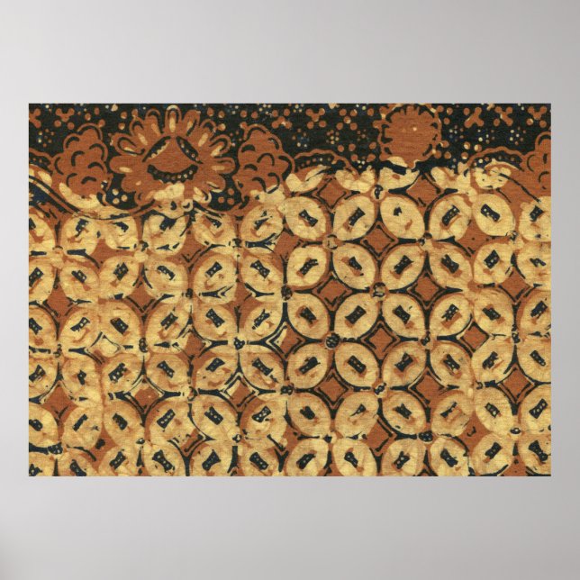 Vintage Indonesian Batik Kawung Pattern Rustic Poster (Front)