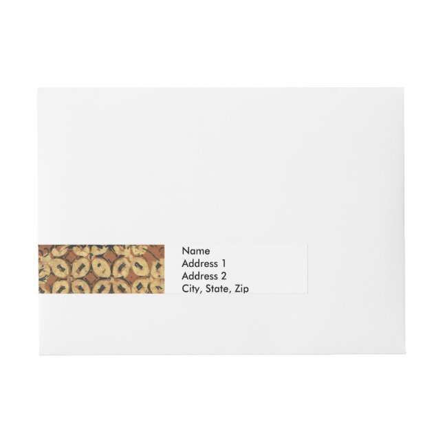 Vintage Indonesian Batik Kawung Pattern Rustic Wraparound Address Label (Front)