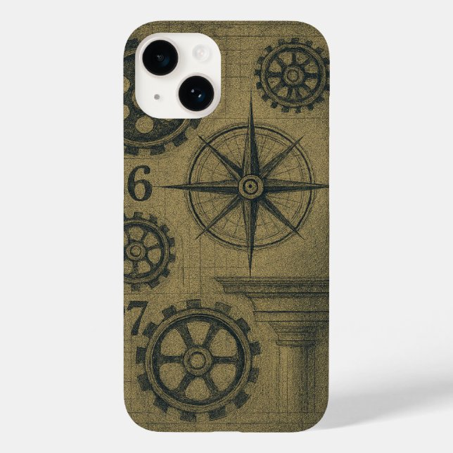 Vintage Industrial Blueprint iPhone Case (Back)