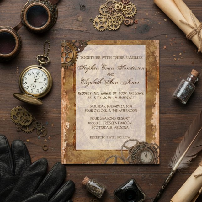 Vintage Industrial Steampunk Wedding Invitation Flyer (Creator Uploaded)