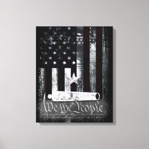 Vintage Industrial We The People Cannon Flag Canvas Print