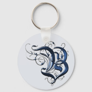 Vintage Initials B Key Ring