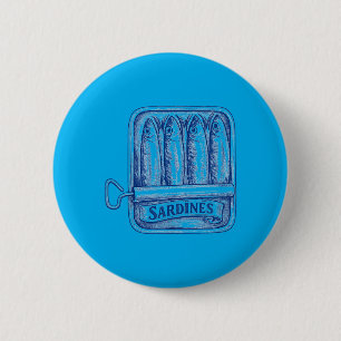 Vintage Ink Sardines Tinned Fish Coastal Seafood 6 Cm Round Badge