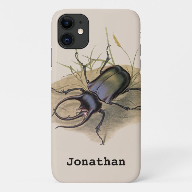 Vintage Insects and Bugs, Rhino Rhinoceros Beetle Case-Mate iPhone Case (Back)
