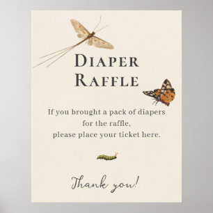 Vintage Insects Baby Shower Diaper Raffle Poster
