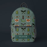 Vintage Insects & Bugs Pattern Green Printed Backpack<br><div class="desc">This chic backpack features a green background with insects and bugs pattern.Personalise for your needs. You can find more matching products at my store.</div>