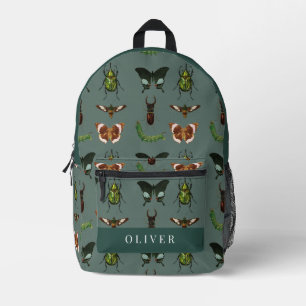 Vintage Insects & Bugs Pattern Green Printed Backpack