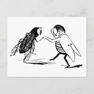 Vintage Insects Dancing; Bluebottle Fly Postcard