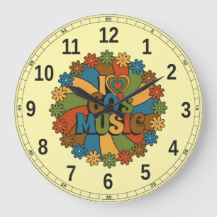 Vintage Inspired 60s Music for Retro Music Lovers  Large Clock