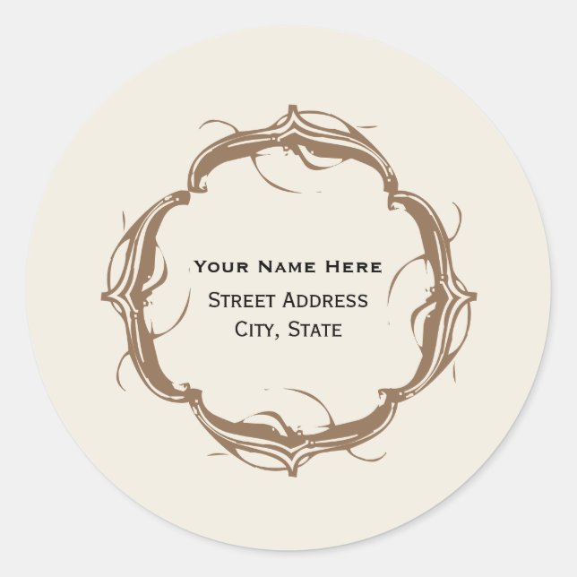 Vintage Inspired Address Sticker - Brown (Front)