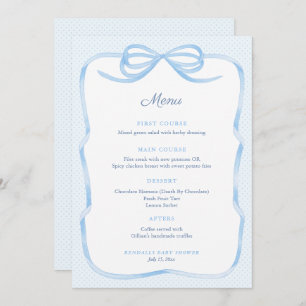 Vintage Inspired Blue Bow Boy Baby Shower Party Menu