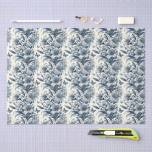 Vintage Inspired Blue & White Floral Toile Tissue Paper