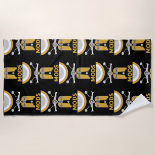 Vintage Inspired British Mods And Rockers Beach Towel