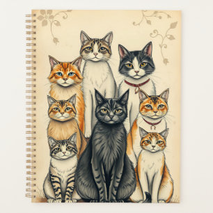 Vintage-Inspired Cat Family Portrait Planner