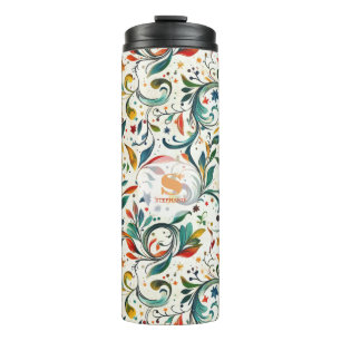 Vintage-Inspired Colorful Paisley Leaf Pattern Thermal Tumbler