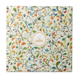 Vintage-Inspired Colourful Paisley Leaf Pattern (2 Ceramic Tile