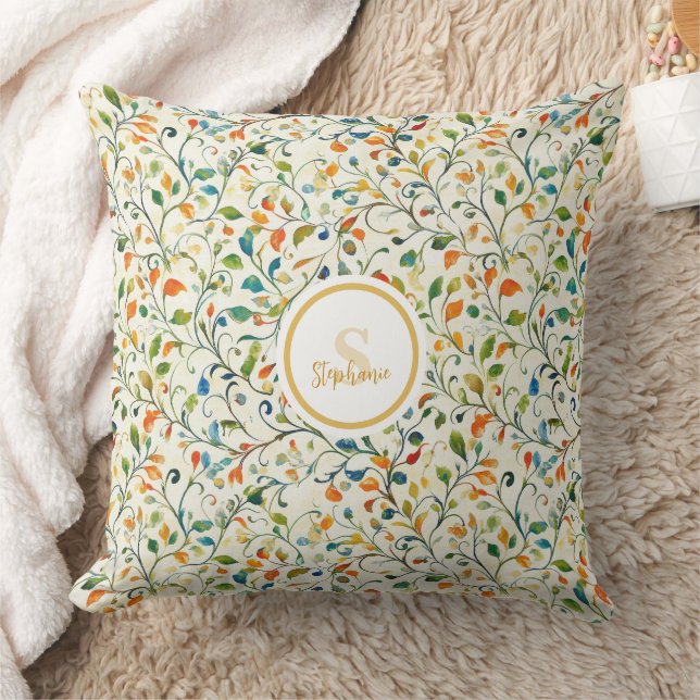 Vintage-Inspired Colourful Paisley Leaf Pattern (2 Cushion (Blanket)