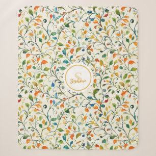 Vintage-Inspired Colourful Paisley Leaf Pattern (2 Sherpa Blanket