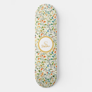 Vintage-Inspired Colourful Paisley Leaf Pattern (2 Skateboard